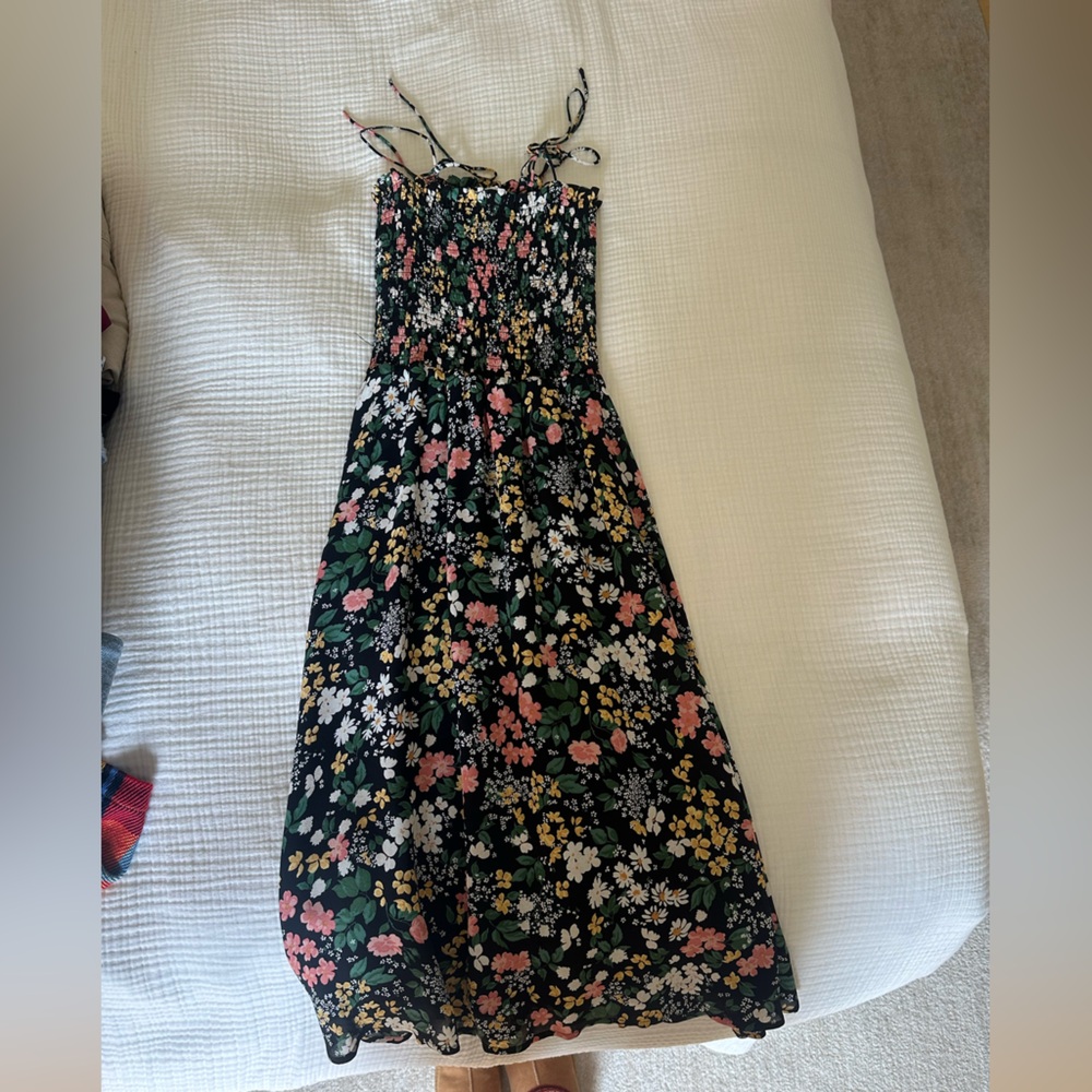 Reformation Black and Green Floral Dress